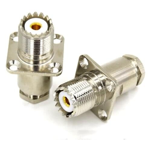 Connector PL259 SO239 UHF Female 4-hole Flange Crimp RG58 LMR195/RG6 LMR300/RG8 LMR400 cable Brass RF Coaxial Adapters