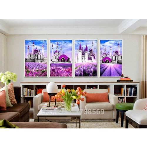 Modern Home Decoration wall art picture for living room lavender tower canvas Print oil painting canvas art Cuadros Decoracion