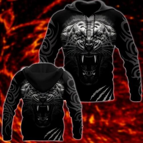 3D Tattoo Hoodie For Men White Tiger Harajuku Fashion Sport Hooded Spring/Autumn Sweatshirt Casual Jacket Unisex Pullover