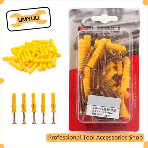 UMYUU Plastic Expansion Tube Pipe Self Tapping Wall Anchors Drilling Woodworking Plugs Plastic Expansion With Metal Screw kit