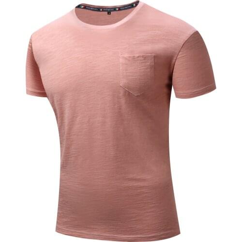 2021 Summer New Men Fashion Solid Colors Short Sleeve Round Neck T-shirt Stylish Solid Color Tops for Shopping Daily Wear