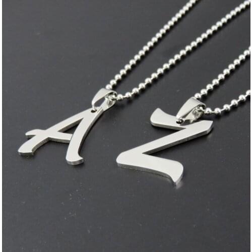26letters A-Z Stainless Steel Alphabet Pendant Necklace Fashion Mens Womens Necklace Pendant