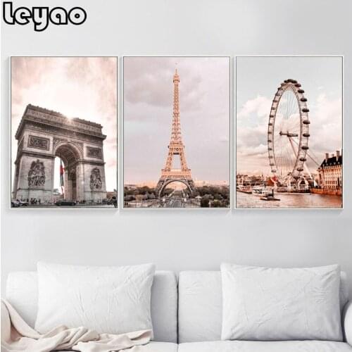 3 pieces full square 5d landscape paris tower diy diamond painting london eye diamond embroidery round diamond mosaic art decor
