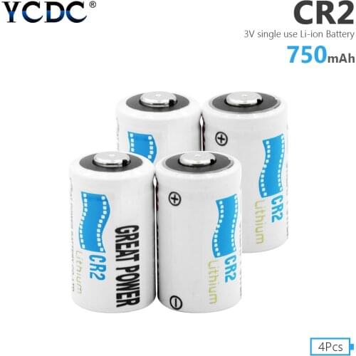 4 pieces Premium 3 V 750mAh CR2 LiMnO2 lithium batteries for camcorder walkie-talkie disc brake lock gas leak alarm doorbell