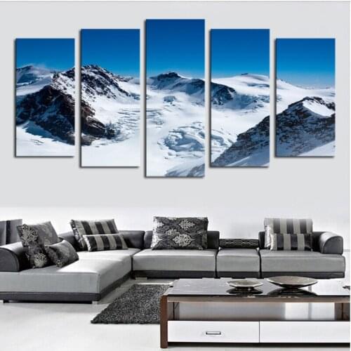 5 panels(No Frame) Snow-capped mountains Home Wall Decor Painting Canvas Art HD Print Painting Canvas Picture For Home Decor