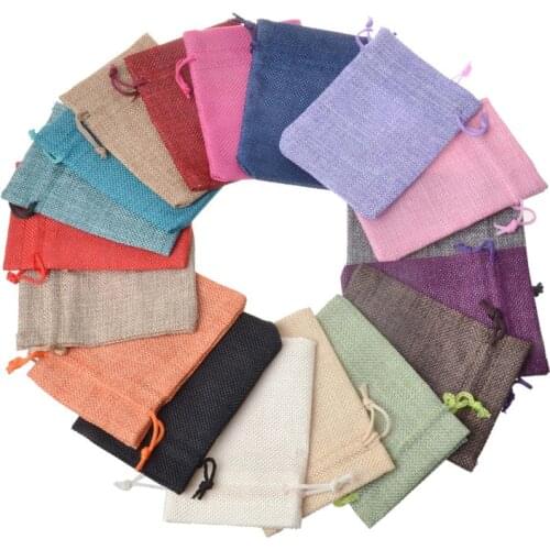 20pcs Small Jute Bags 9x12cm Linen Drawstring Bag Wedding Favor Sachet Storage Jewelry Packaging Bags Personalize Custom Logo