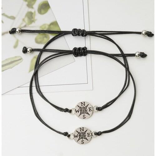 Couple Compass Bracelet Adjustable Lucky Braided Bracelets College High School Graduate Gifts For Best Friend Daughter