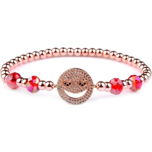 Chanfar Red Crystal Hematite Beaded Natural Stones Bangles Zircon Micro Pave Pendant Womens Bracelet New Fashion Jewelry