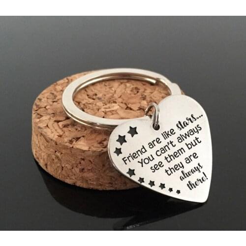 To Best Friends Heart Gifts Charm Creative Keychain: Friend Are Like Stars...You Can't Always See Them But They Are Always There