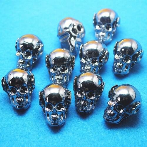 4pcs skull matching beads silver color rainbon colors glass material size 26x18mm for woemen bracelets making findings new arriv