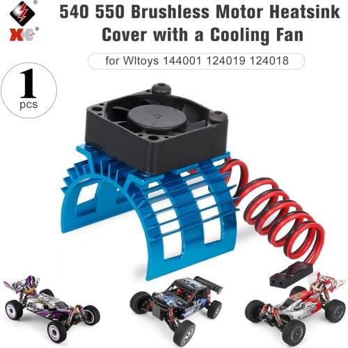 For WLtoys A959-B A979-B 144001 124019 1/12 RC Car Aluminum Alloy Motor Heatsink Cover with Cooling Fan for 3650 Brushless Motor