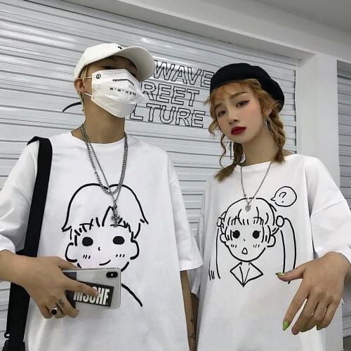 Streetwear Tops Ladies Female Clothing Summer Oversized T-shirt Gothic Tshirts Couple White Graphic Tee Hip-hop Short Sleeve