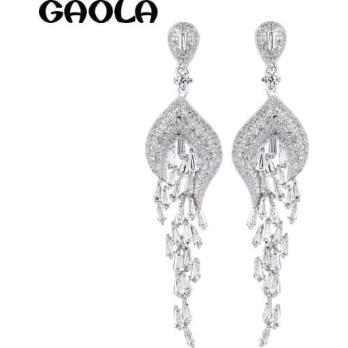 GAOLA 2016 Latest Design Jewelry Rhinestone Earrings Best Women Gifts Fashion Drop Earrings