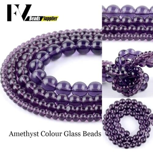 Smooth Amethysts colour Glass Round Loose Beads for Jewelry Making 4mm-12mm Ball Beads Diy Women Bracelets Necklace Accessories