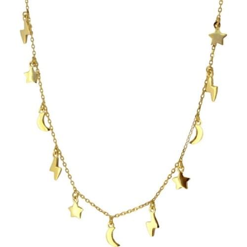 Exquisite Lightning Star Moon Necklace 925 Silver Bohemian Fashion Jewelry for Women Necklace Birthday Gift High-end Jewelry