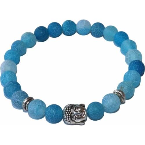 8 MM Buddha Head Stone Mens Beaded Jewelry Lava Agates Tiger Eye Stone Beaded Bracelets Party Gift Stretch Yoga Jewelry