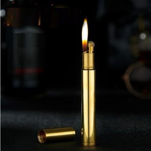 Yubang kerosene lighter cylinder gold bar cigarette type brass key ring easy to carry creativity can be put into cigarette case