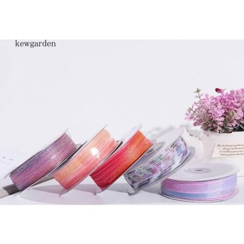 Kewgarden DIY Bowknot Accessories 1cm 10mm Gradient Color Voile Ribbons Packing Riband Handmade Tape Webbing Wholesale 100 Yards
