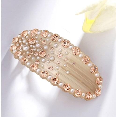 Amazing Hair Barrette Clip - Celluloid Acetate Moon Hair Jewelry - Rhinestone Hair Accessory for Women Lady Tiara Bridal Braid
