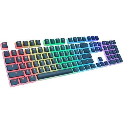 Keycaps 108 Double Shot Backlit PBT Pudding Keycap Set with Puller for DIY Cherry MX RGB Mechanical Keyboard (Black)