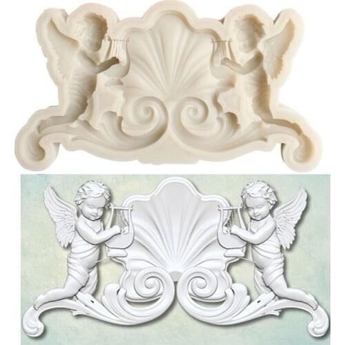 KUXSE Sugarcraft Angel Baby Border Silicone Molds Fondant Mold Cake Decorating Tools Chocolate Gumpaste Moulds