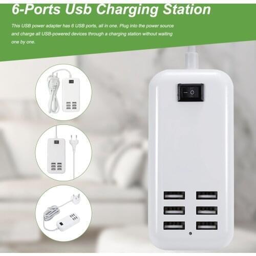 Multi Port Fast Charging USB Phone Charger 6 Ports Station Dock Stand Holder For All Phone/Tables/Smart Watch/Power Bank