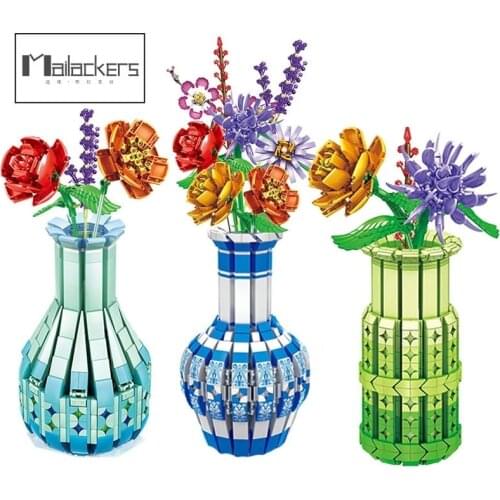 Mailackers Friends For Girl Creator Expert Sets Flower Bouquet Building Blocks Rose Vase Art Ornaments Bricks Toys For Children