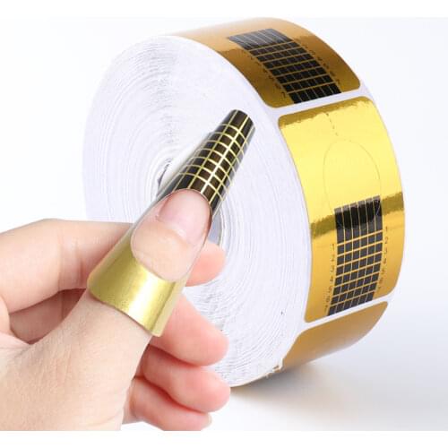 100pcs Nail Art French Acrylic UV Gel Tips Extension Builder Form Guide DIY Nail Gel Curl Forms Manicure Stickers NFNJ070