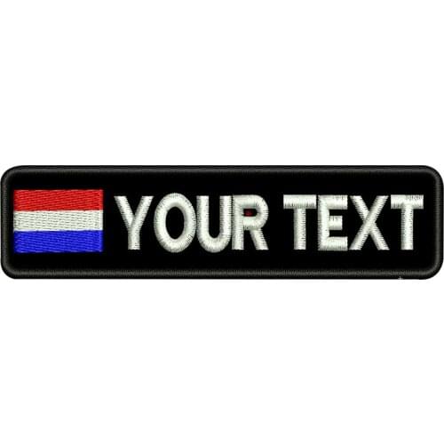 Custom Holland Netherlands flag name patches personalized iron on hook backing embroidered
