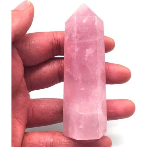 Natural Pink Crystal Rose Quartz Wand Point Healing Mineral Stone 40-80mm Magic Wand Rock Home Decor Geode Amethyst New Style