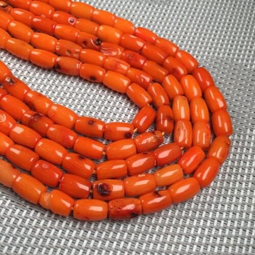 2020 New Ladies DIY Bracelet Necklace Jewellery Bead Exquisite Gift Orange Long Coral Bead Size 6x9mm