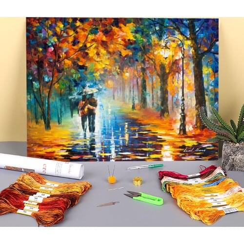 Autumn Hugs Pre-Printed 11CT Cross-Stitch Kit Embroidery DMC Threads Handmade Sewing Hobby Craft Sales Wholesale