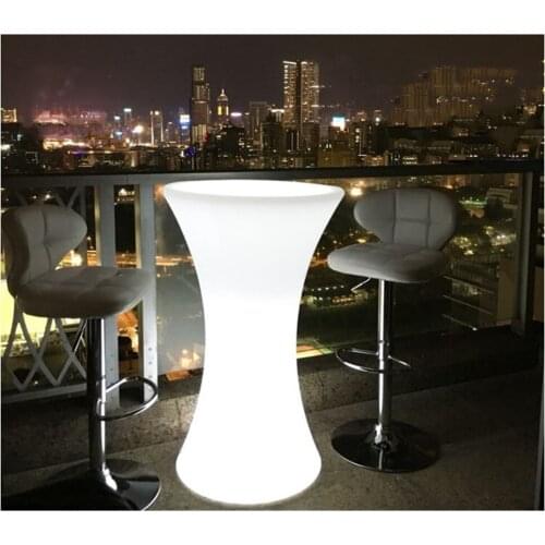 Out door use LED lighted bar cocktail table Rechargeable bar plastic table 110CMX45cm Commercial Furniture