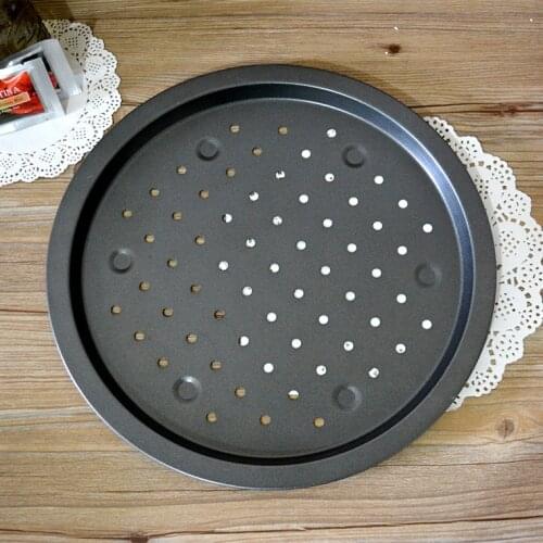 14 inch Carbon Steel Pizza Tray Pizza Pan with Holes Large Size Non Stick Round Pizza Oven Pan Baking Tray Home Kitchen Bakeware