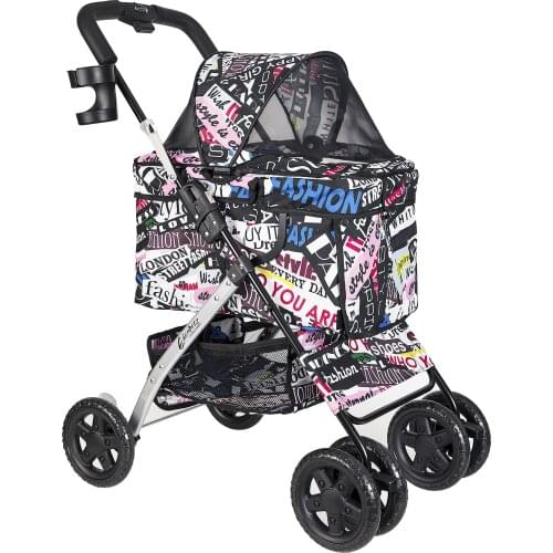 Pet Stroller Outdoor Travel Gear Foldable Multicolor Oxford Cloth Pet Trolley Carrier For Dog Cat