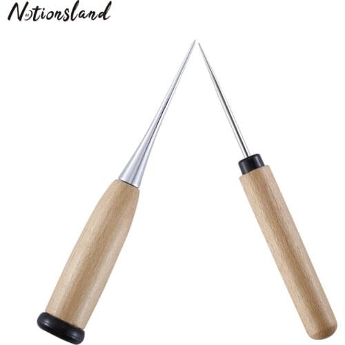 Wooden Handle Sewing Awl for Leather Punch Hole DIY Handmade Maker Stitching Tool Sewing Awl Kit