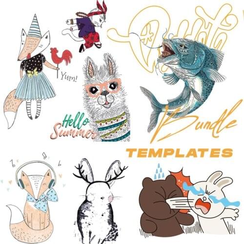 Animal Thermo Stickers On Clothes Cartoon Funny Iron On Transfer For Clothing Rabbit Fox Heat Transfer Patches Stripe Applique