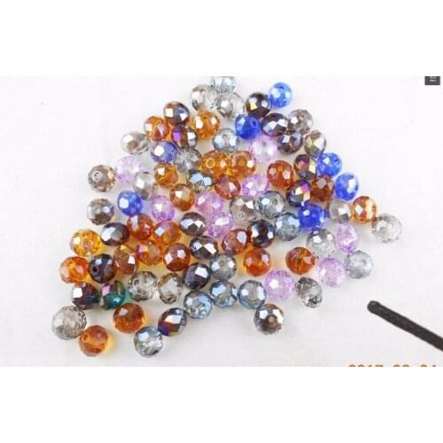 Mixed color Quality 6MM 50piece/lot Candy Color Round Faceted Glass String Beads Crystal Rondelles