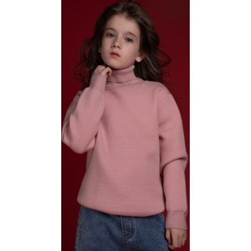 Girls Turtleneck Knit Sweaters Autumn Winter Candy Color Pullovers Children Teen 100% Cotton Knitwear Knitted Tops Clothes