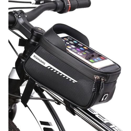 Bicycle Front Frame Touch Screen Waterproof Phone Bag MTB Top Tube Pannier Rainproof Smartphone GPS Touch Screen Case Holde