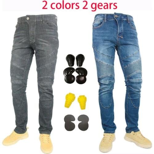 4 Seasons Motorcycle Leisure Motocross Pants Outdoor Riding Jeans With Knee Zipper Design To Hide The Anti-fall Protector