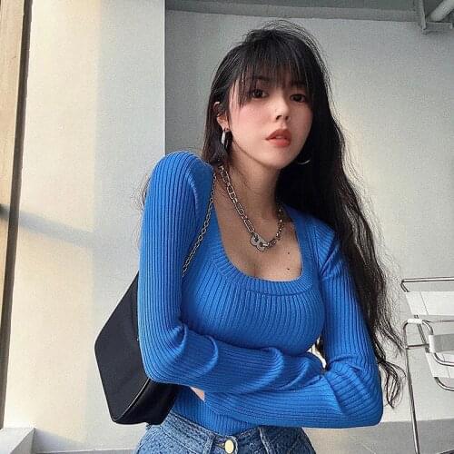 WOMENGAGA Winter Simple Low Collar Long Sleeve Knitting Bottomed Tops Korean Solid Color Slim Pullover Sweater Women P22Z