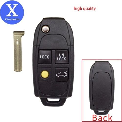 Xinyuexin New Replacement Remote Car Key Shell Case for VOLVO S60 V40 XC90 S80 S40 C70 Uncut Flip Key Shell 4Button High Quality