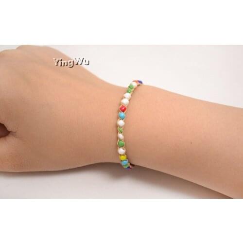 Yingwu Wholesale 50pcs Fashion Soft Jewelry Cord Rope String Resin Stone Bead Bracelet For Girls Childrens Jewelry