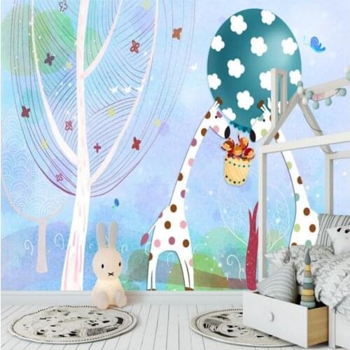 YOUMAN Wall Paper for Kids Room Cute Cartoon Forest Giraffe Children Room Mural Wallpaper Non-Woven for Kids Room TV Room Wall