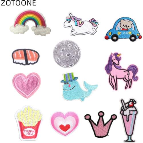 ZOTOONE Unicorn Patch for Clothing Iron on Heart Patches Heat Transfer DIY Embroidery Car Badge Stripe on Clothes Applique E