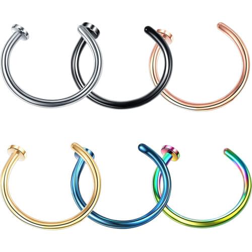 1PC G23 Titanium Nose Piercings Nose Hoop C-Rings Nose Studs Rose Gold Nostril Piercing Nariz Rings Body Jewelry Piercing Unisex