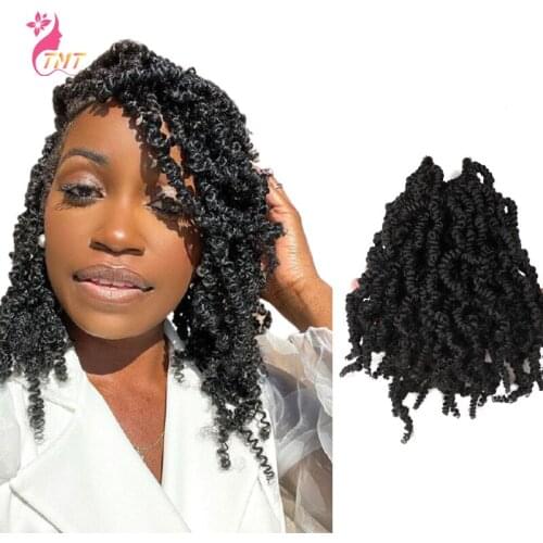 10 Inch Synthetic Pre-twisted Spring Twist Hair Short Curly Passion Twist Braiding Hair Extensions Crochet Braid for Black Women