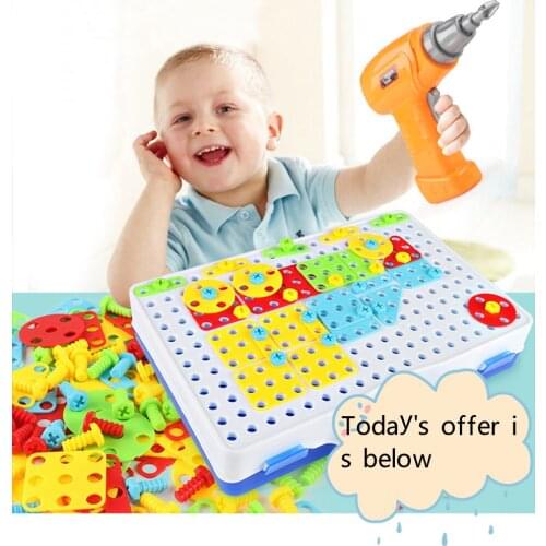 149/193 Pcs Kids Drill Toys Kids Learning Educational Game Gifts Screw Puzzle Assembled Toys Baby Screwdriver Mosaic Toy