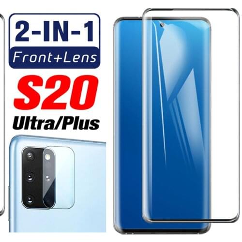 2 in 1 Protective glass for samsung galaxy s20 ultra Plus tempered glas with camera lens screen protector s 20 glasses film 3d